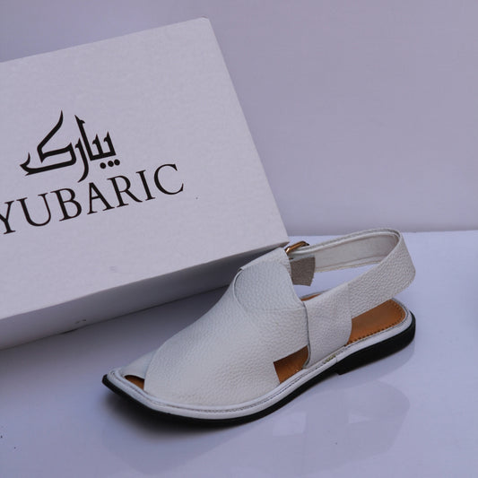 White Daanedar Smart Zalmi - Peshawari Chappal