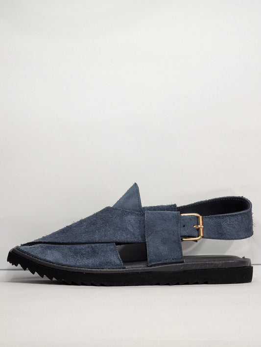 Denim Blue - Suede - Super Light Weight Kaptan Chappal