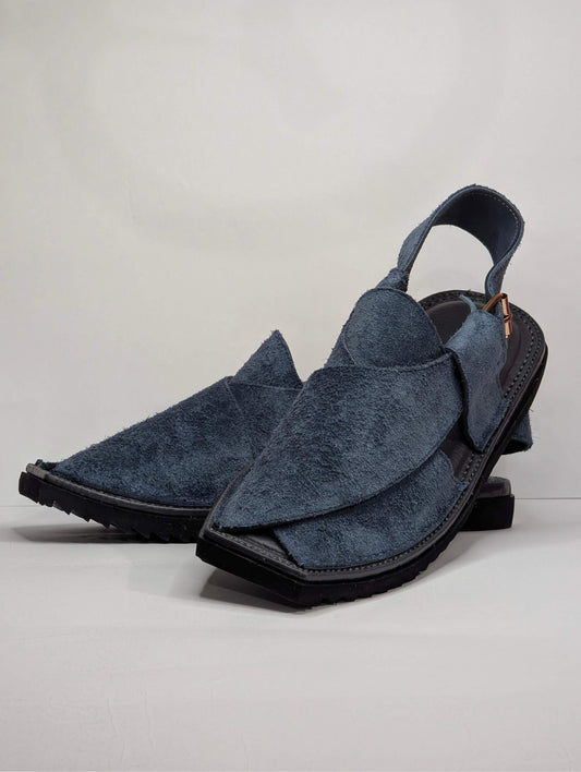 Denim Blue - Suede - Super Light Weight Kaptan Chappal