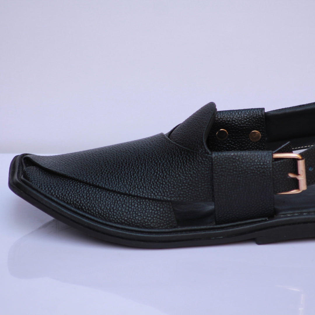 Black Daanedar Smart Zalmi - Peshawari Chappal
