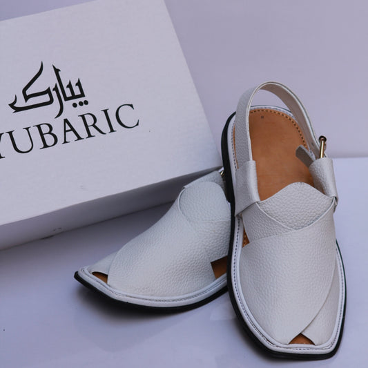 White Daanedar Smart Zalmi - Peshawari Chappal