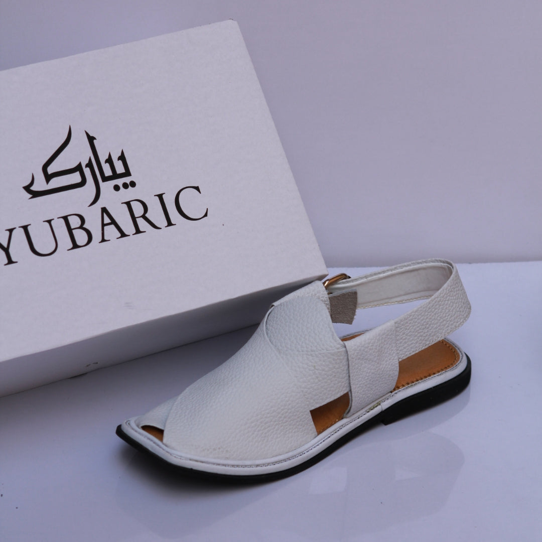 White Daanedar Smart Zalmi - Peshawari Chappal