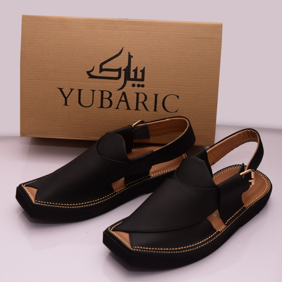 Black Matte (Golden Threads) - Kaptan Chappal