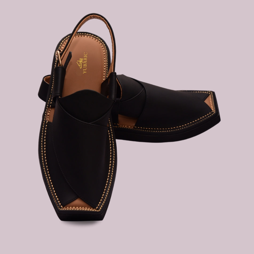Black Matte (Golden Threads) - Kaptan Chappal