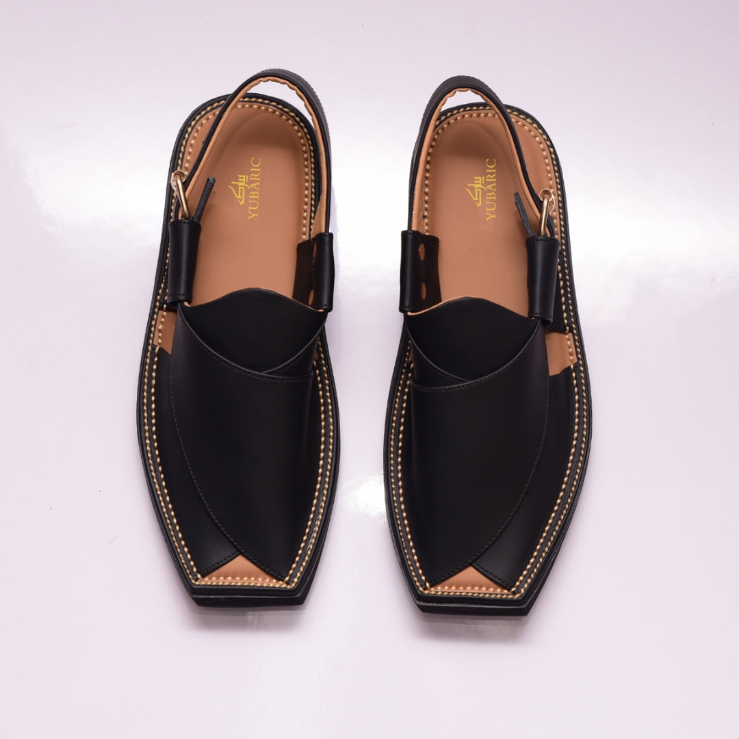 Black Matte (Golden Threads) - Kaptan Chappal