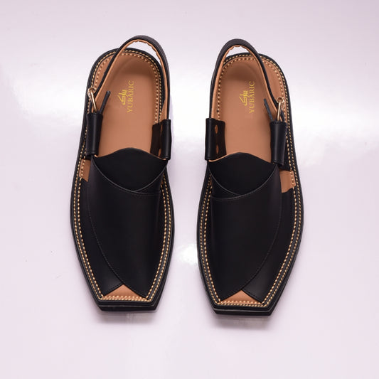 Black Matte (Golden Threads) - Kaptan Chappal